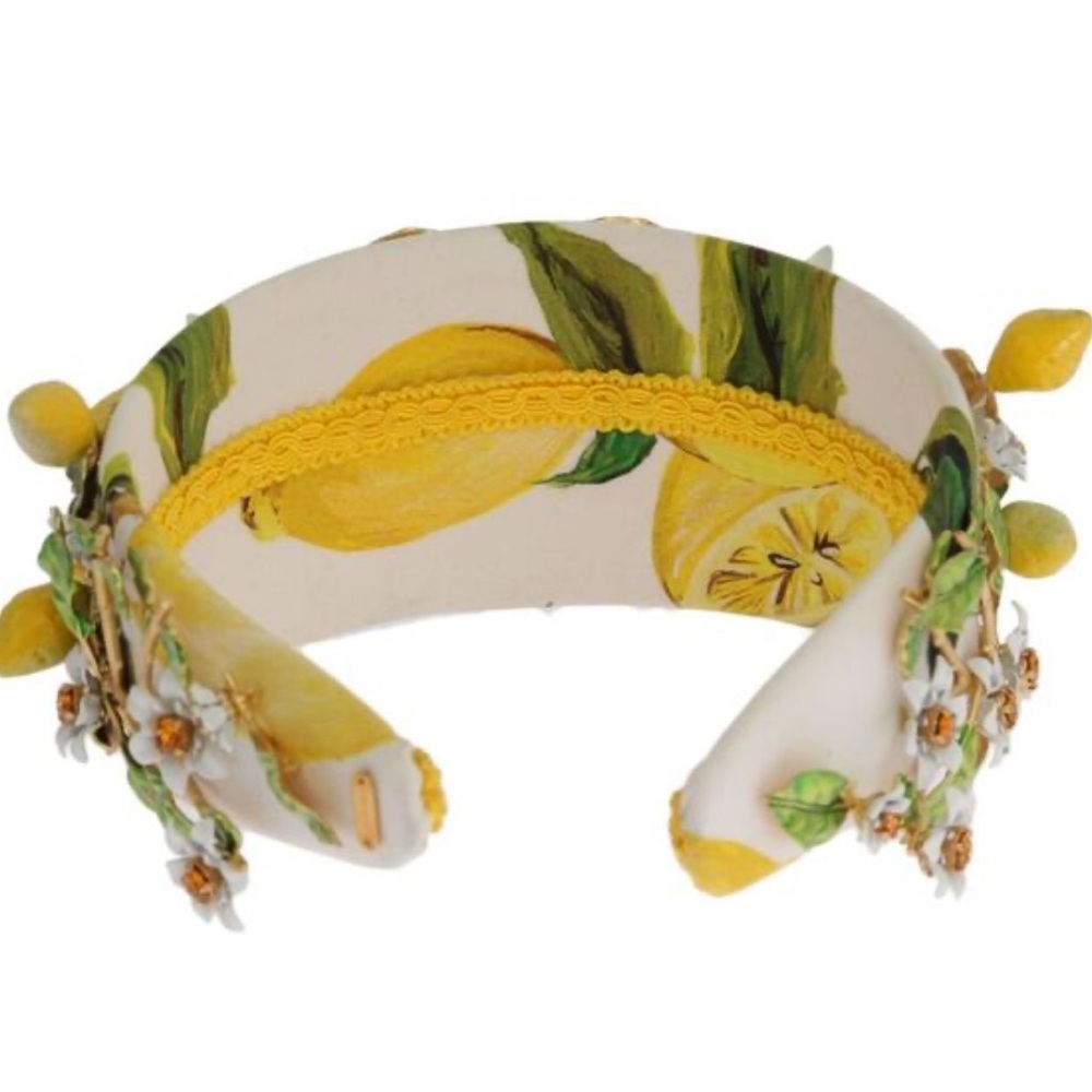 Dolce Gabbana Gold Brass Lemons Crystal Embellished Headband Metal Diadem In Box - Picture 4 of 8